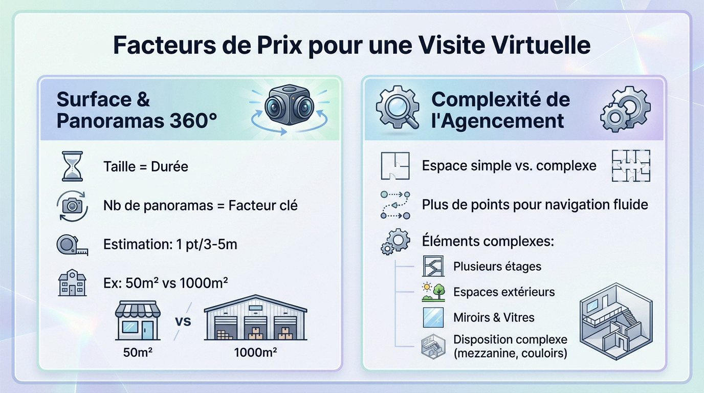 Graphique illustrant les facteurs influençant le prix d'une visite virtuelle Google Street View