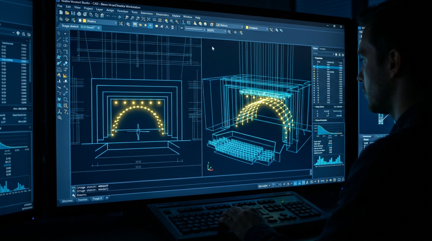 Modélisation 3D d'un projet d'éclairage scénique sous Vectorworks Spotlight