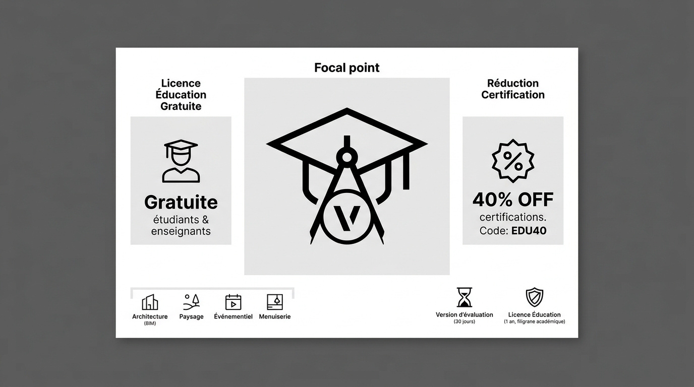 Offre éducation Vectorworks avec licence gratuite et réductions pour étudiants