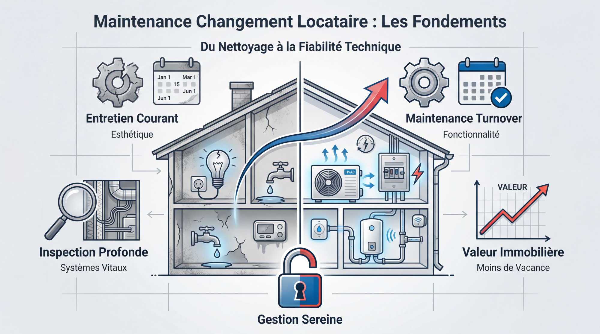 Comparaison avant et après maintenance technique d'un appartement entre deux locataires