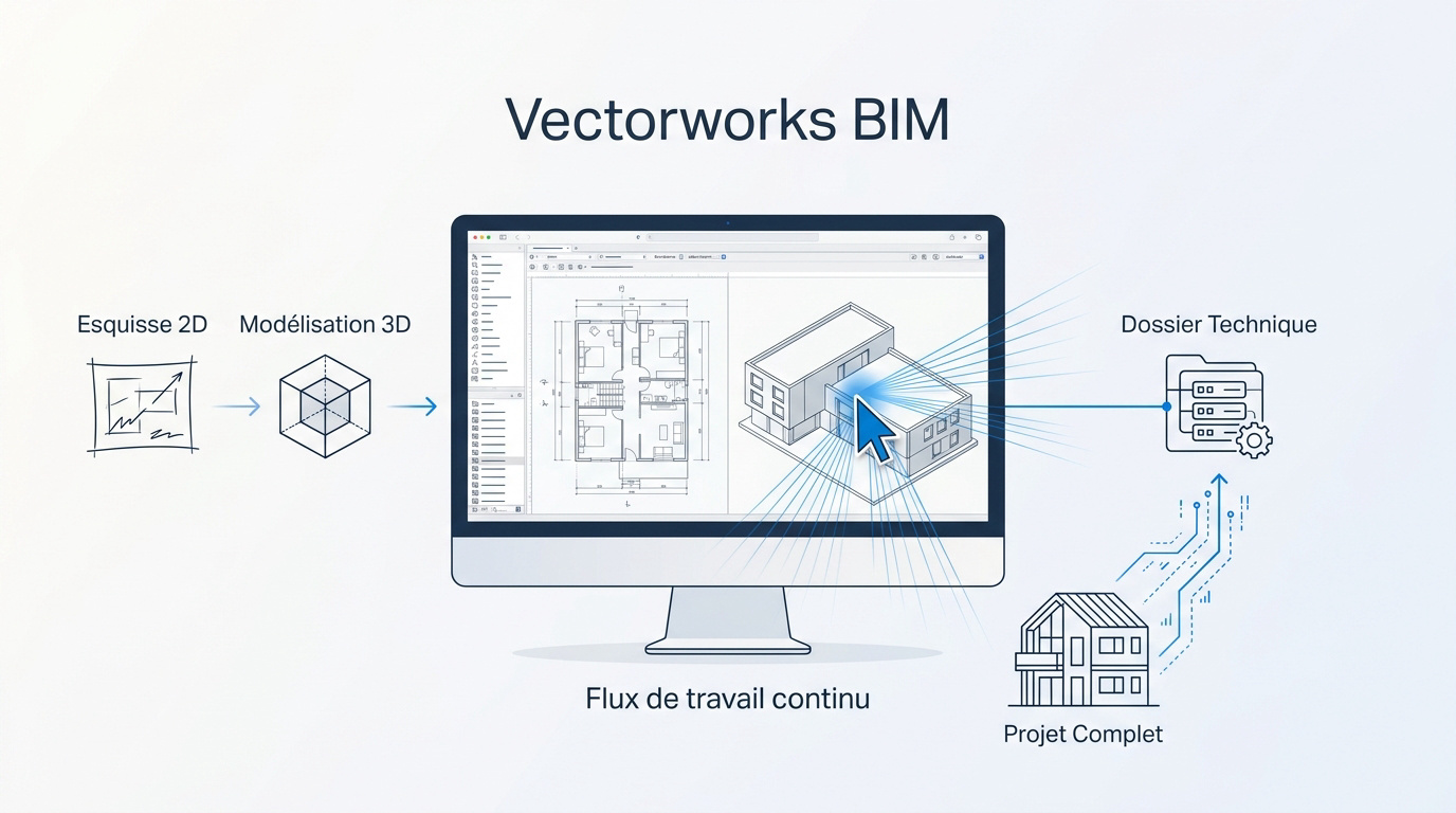 Flux de travail continu sur Vectorworks pour le Bureau Kroner de l'esquisse au BIM