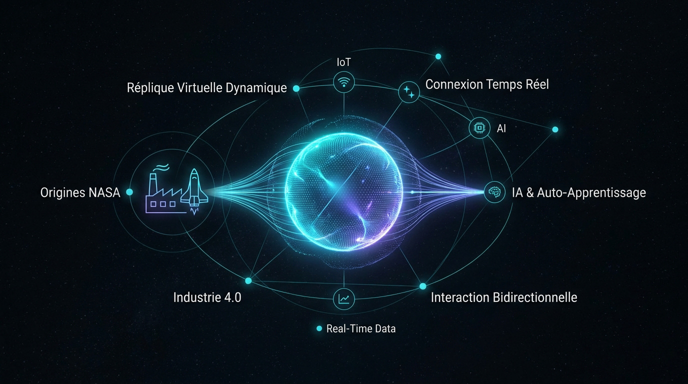 Représentation visuelle d'un jumeau numérique connecté en temps réel via l'intelligence artificielle